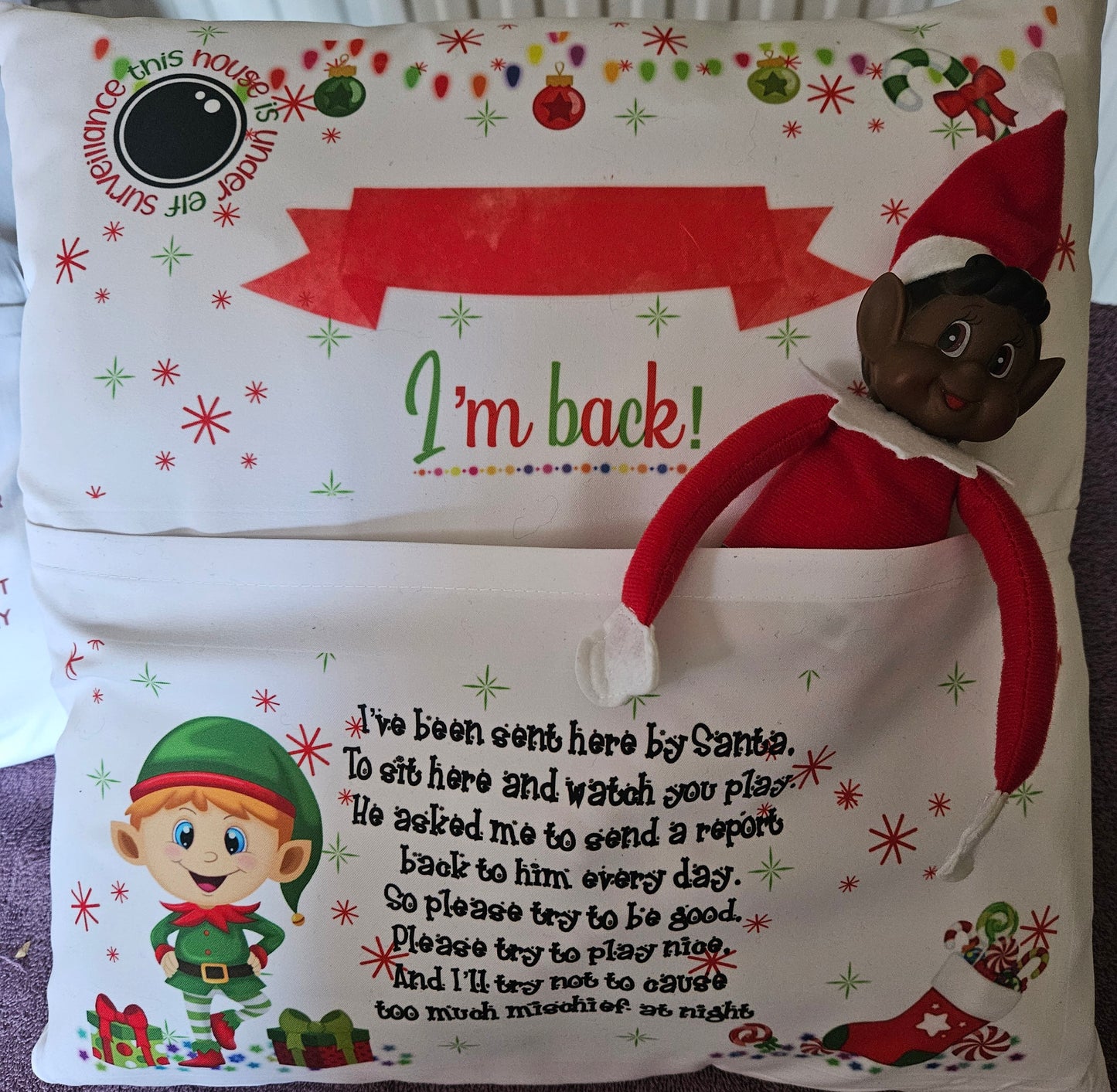 Elf Cushion 'I'm Back'