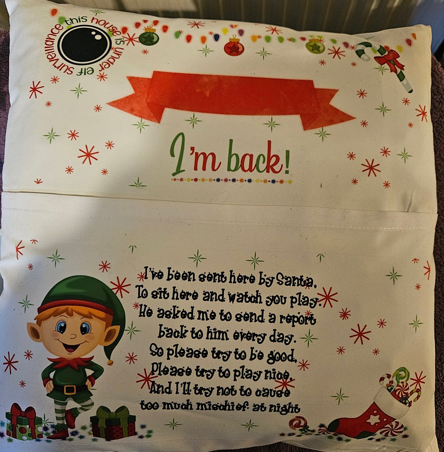 Elf Cushion 'I'm Back'