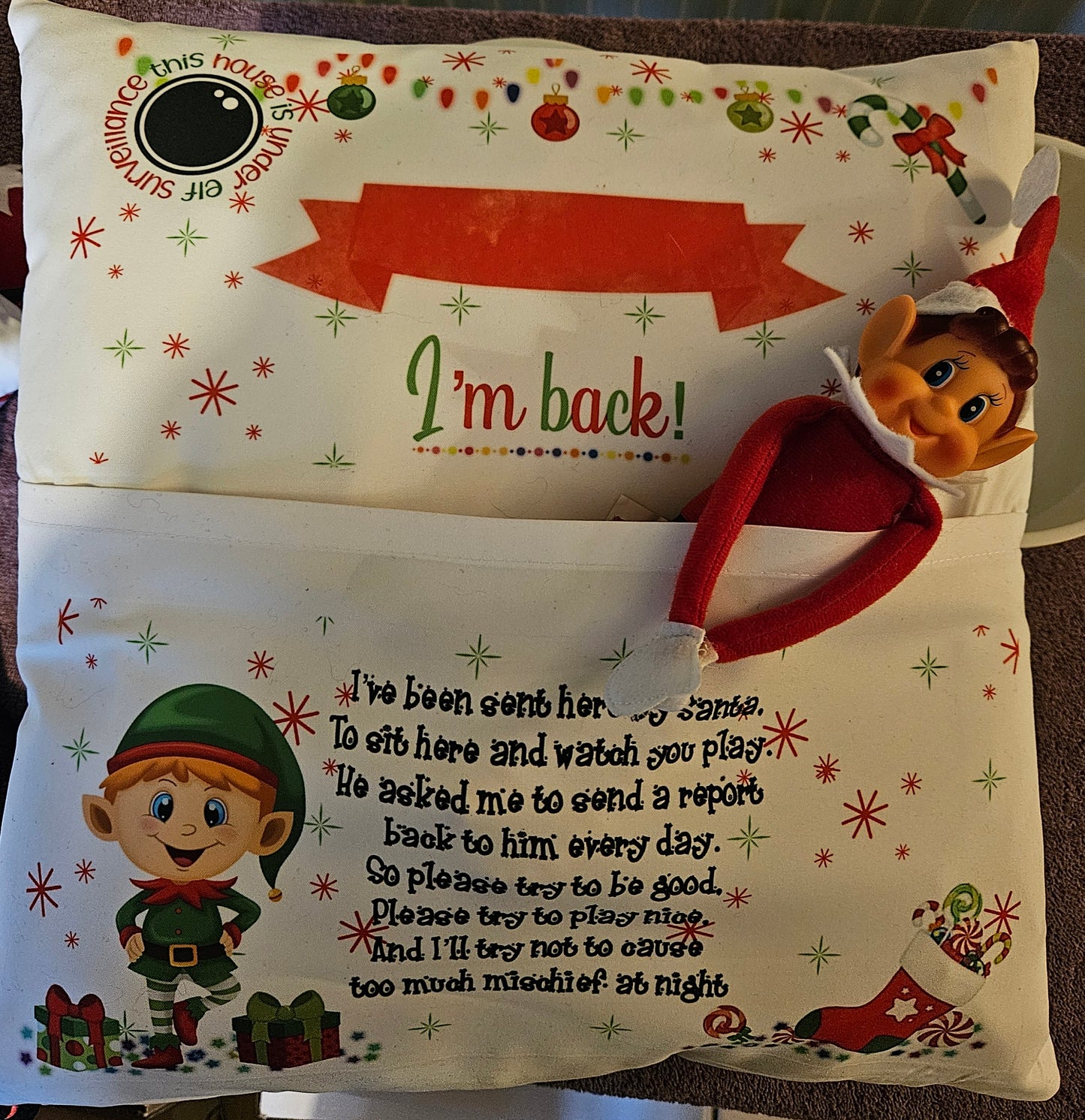 Elf Cushion 'I'm Back'