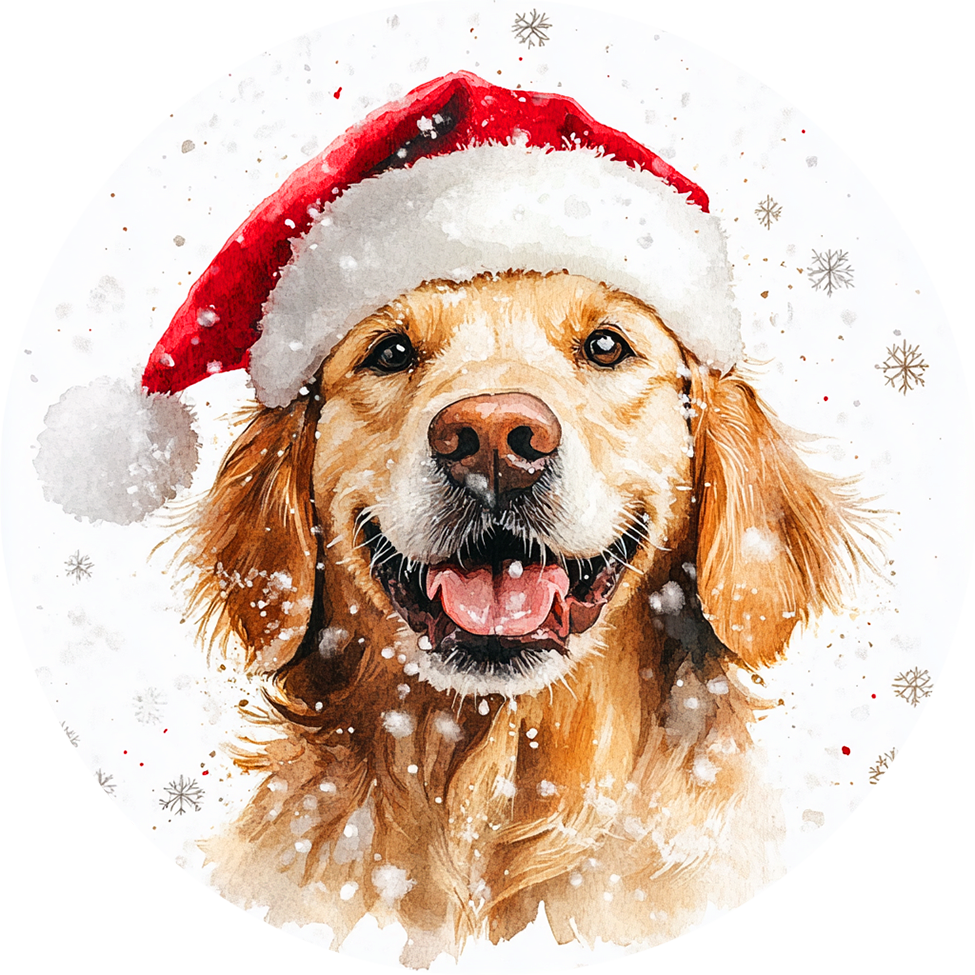 Dog (3) Round Christmas MDF Ornament