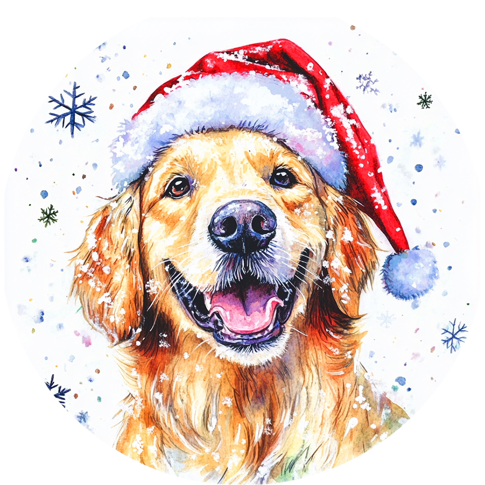 Dog (54) Round Christmas MDF Ornament