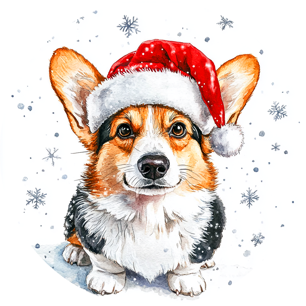 Dog (85) Corgi Round Christmas MDF Ornament