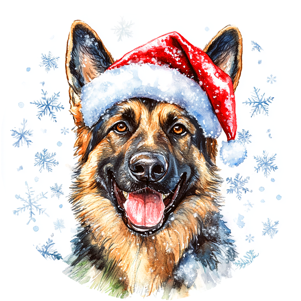 Dog (99) German Shepherd Round Christmas MDF Ornament