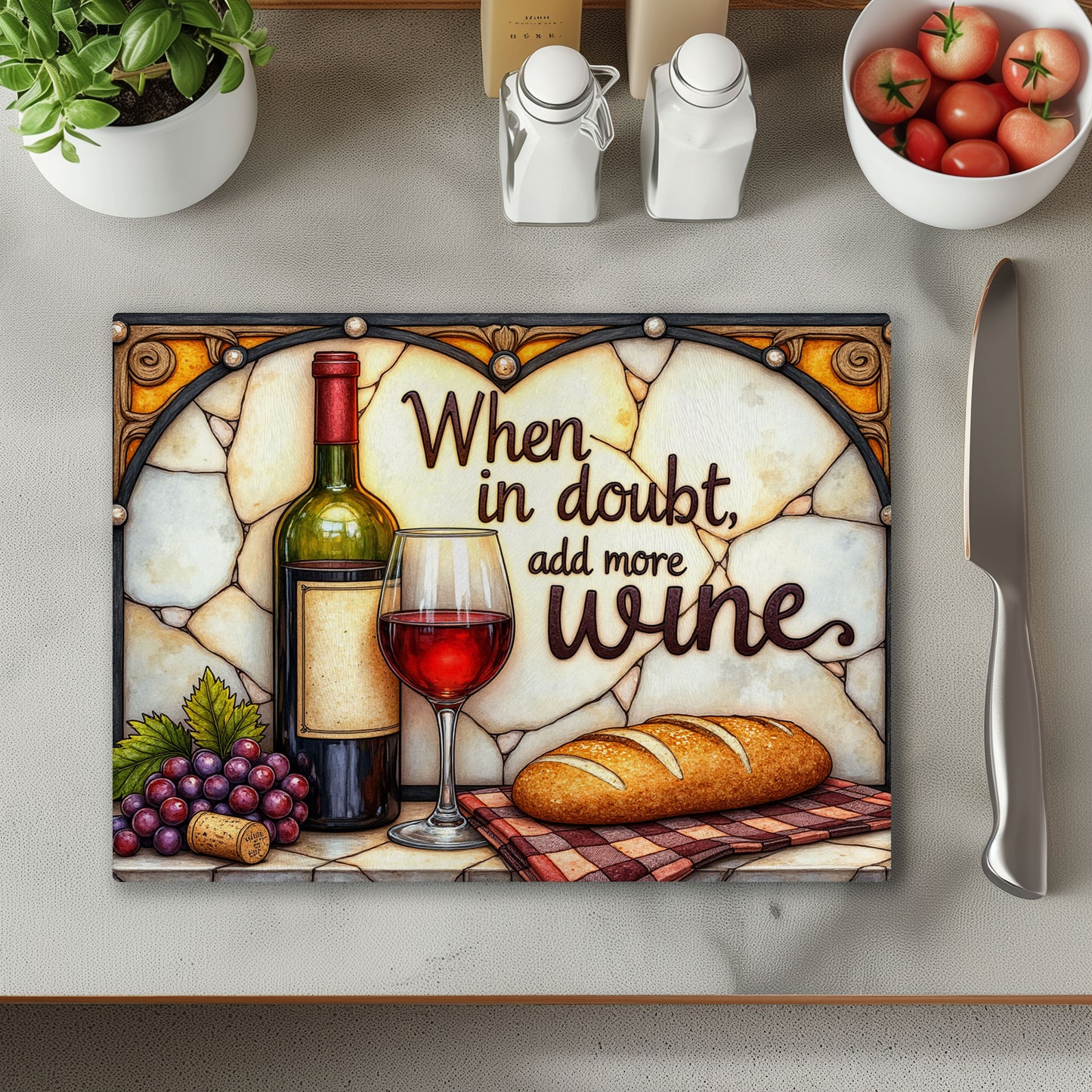 Add Wine Chopping Cutting Board or Coaster