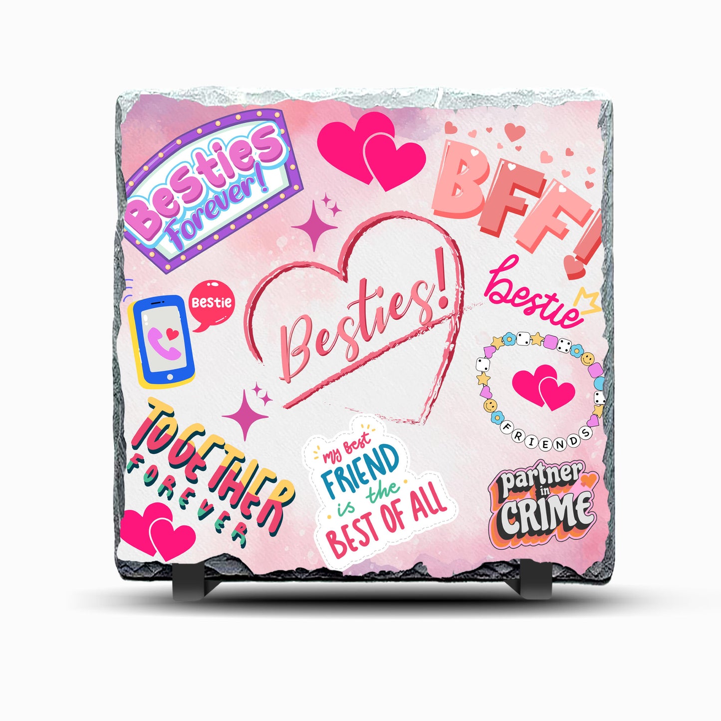 Bestie BFF Design Printed Rock Slate