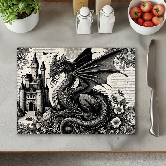 Dragon Black and White Chopping Cutting Board