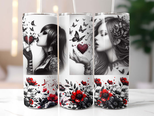 Girl with Butterflies and Roses 20oz Tumbler