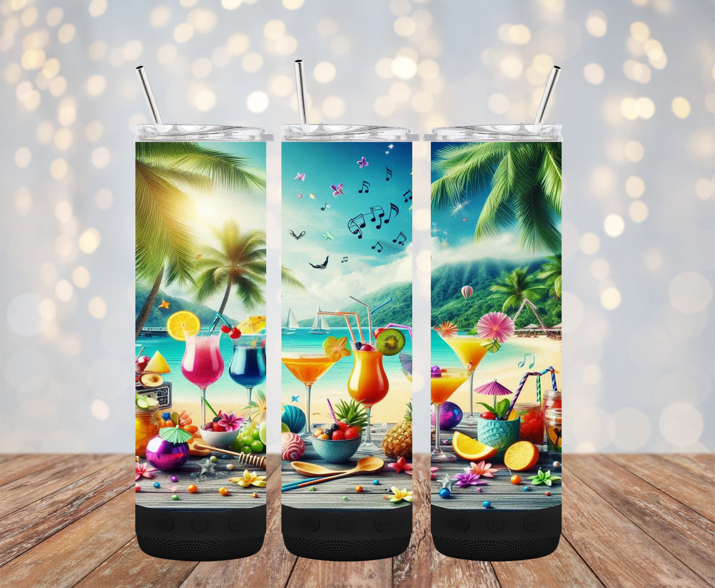 Beach Drinks 2 20oz Bluetooth Speaker Tumbler