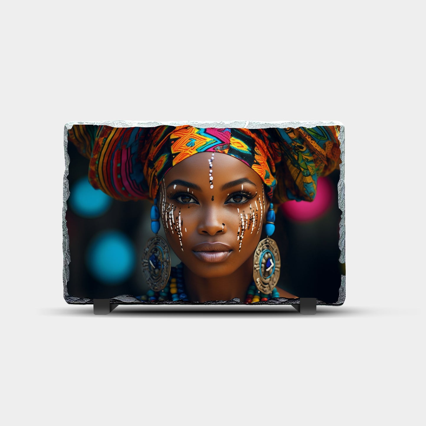 Beautiful Black Woman Design Printed Rock Slate