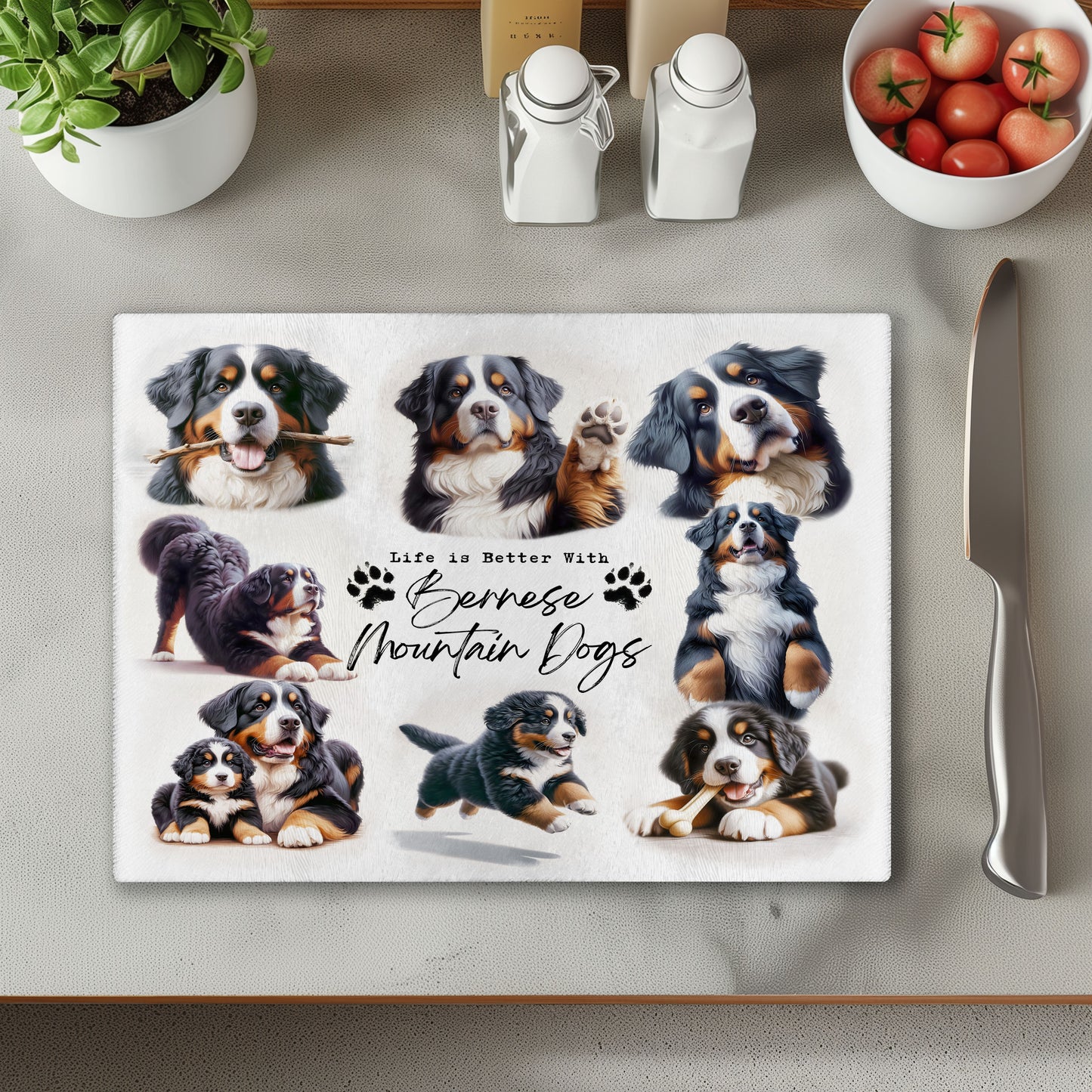 Bernese Mountain Dog Life is Better with Chopping Cutting Board or Coaster