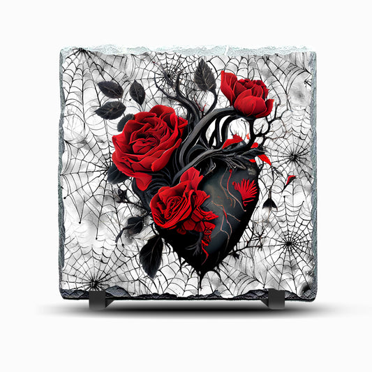 Black Heart Design Printed Rock Slate