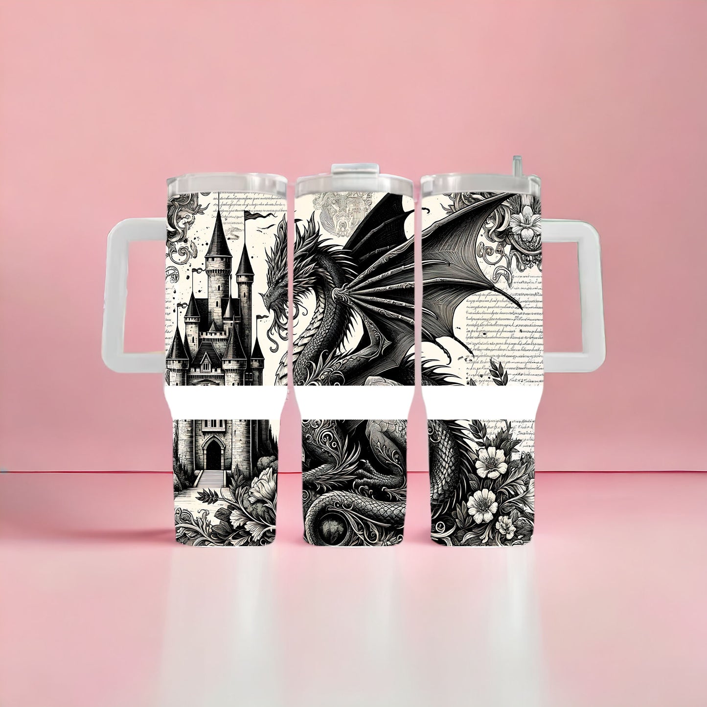 Dragon Black and White 40oz Tumbler