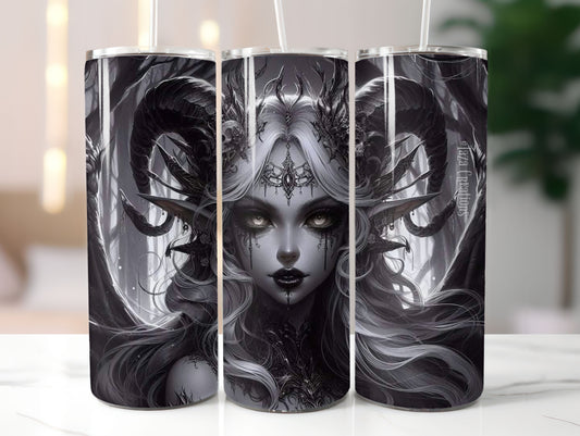 Black and White Horned Woman 20oz Tumbler