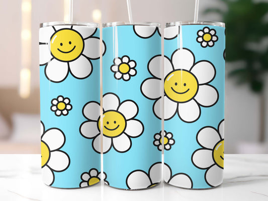 Blue and White Daisy 20oz Tumbler