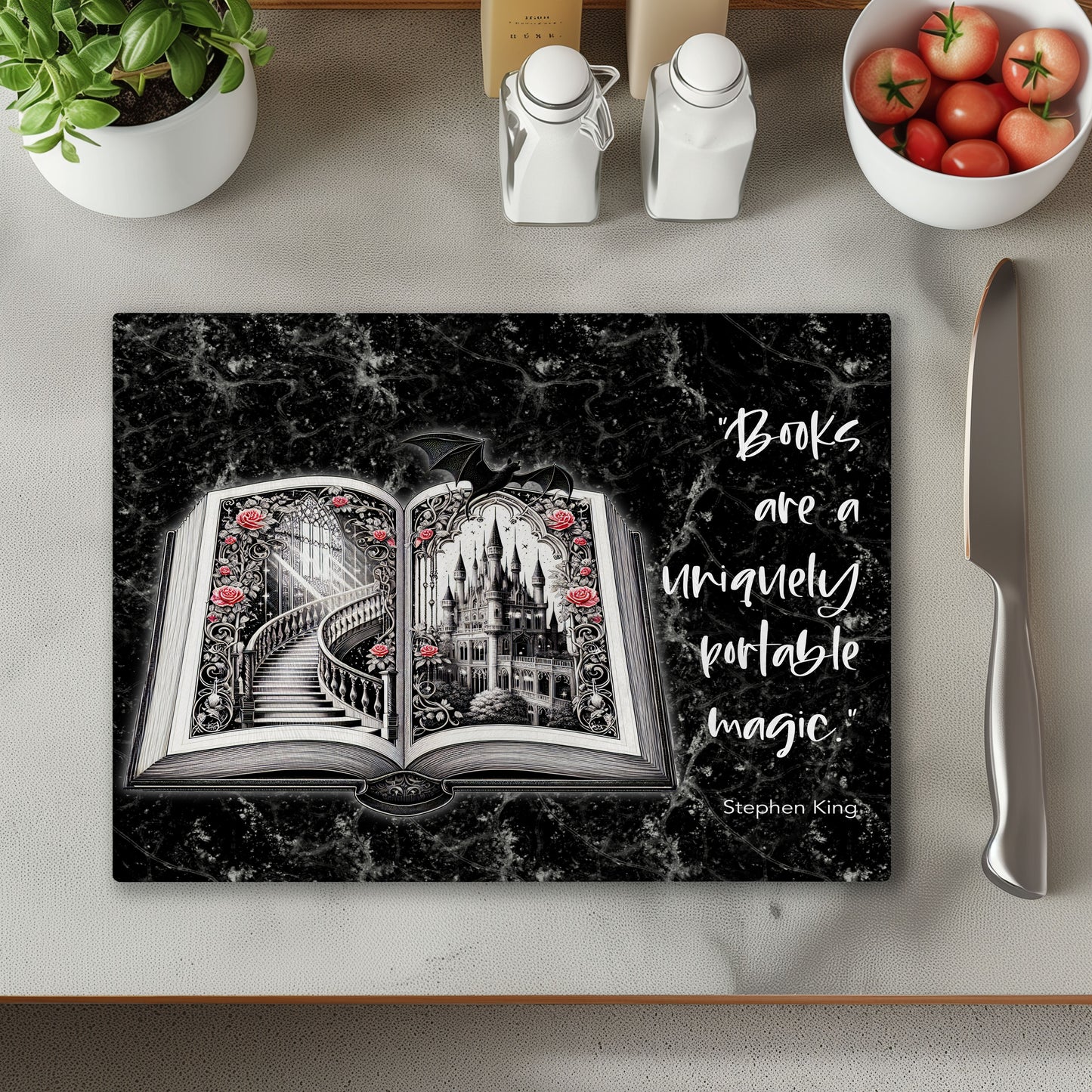 Books Magic Chopping Cutting Board or Coaster
