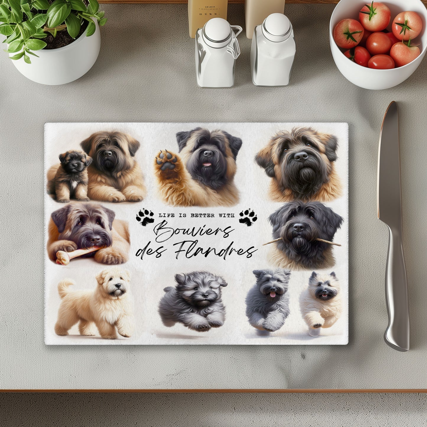 Bouvier Des Flandres Dog Life is Better with Chopping Cutting Board or Coaster