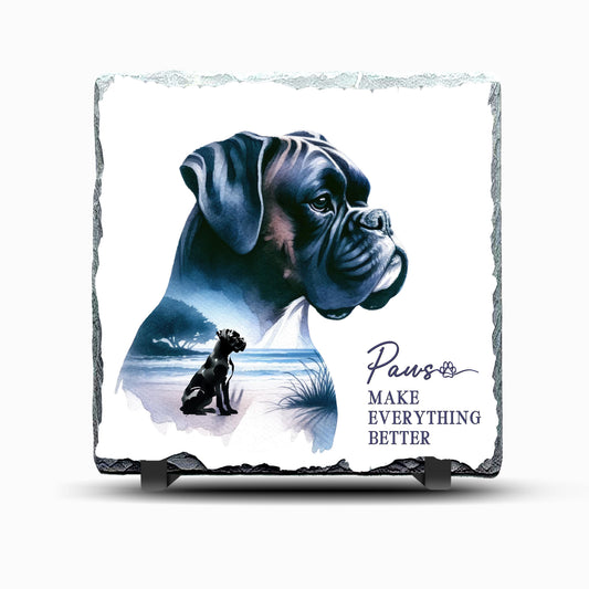 Boxer Dog Paws Design Printed Rock Slate