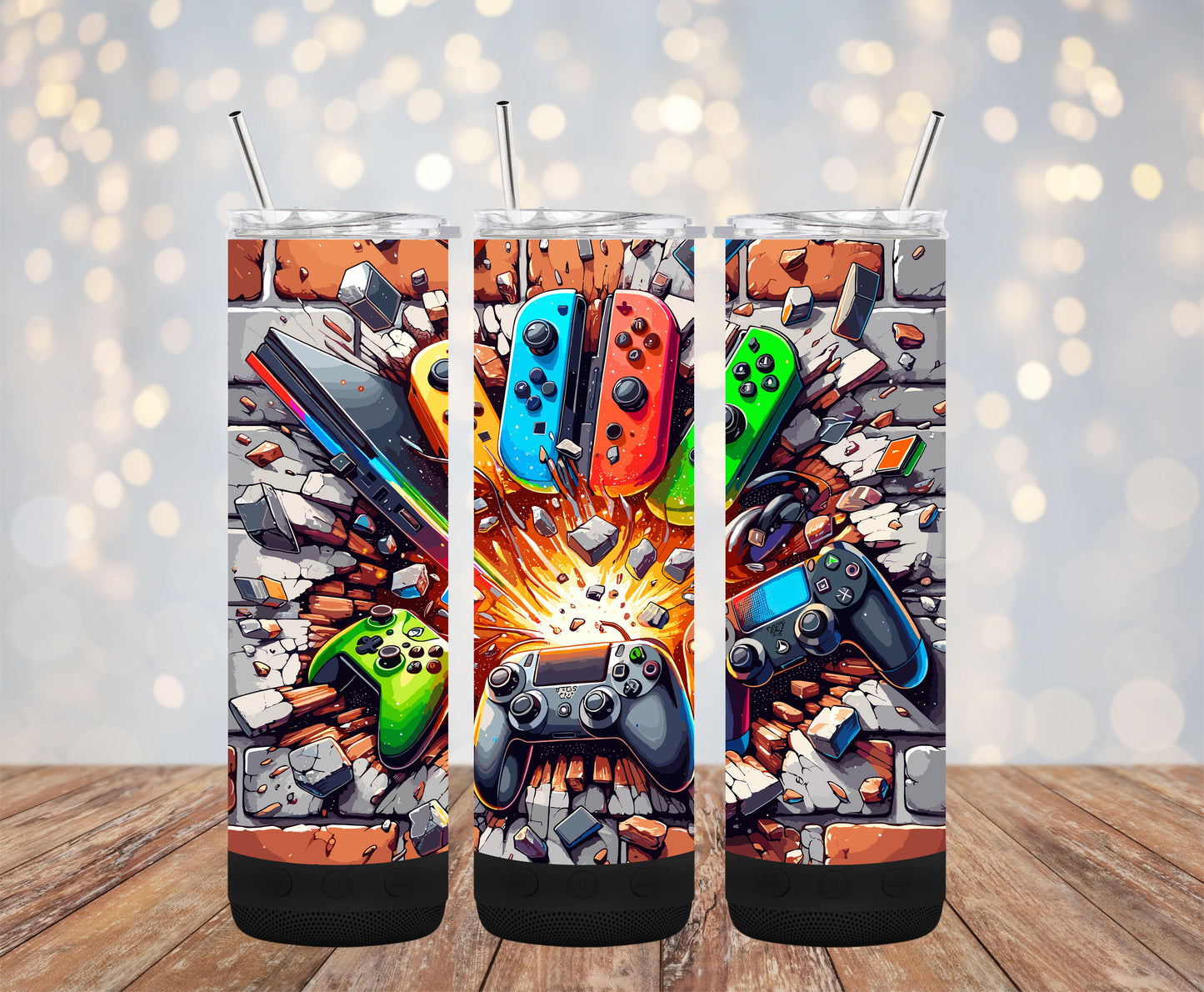 Game Controller Wall 20oz Bluetooth Speaker Tumbler