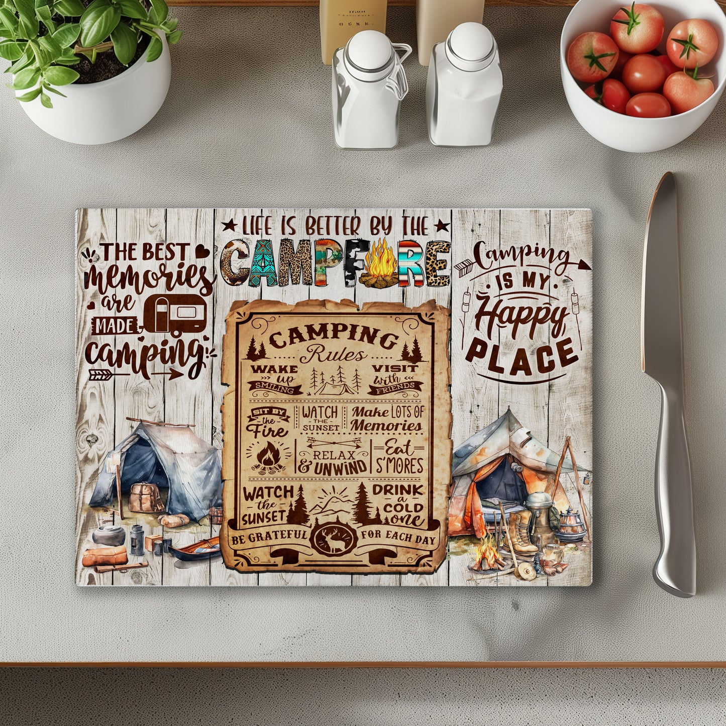 Camping Chopping Cutting Board or Coaster