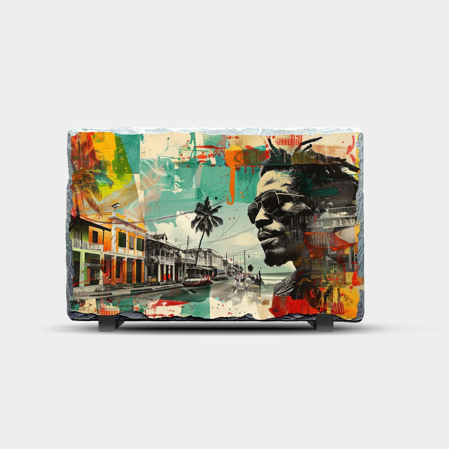 Caribbean Scene Design Printed Rock Slate