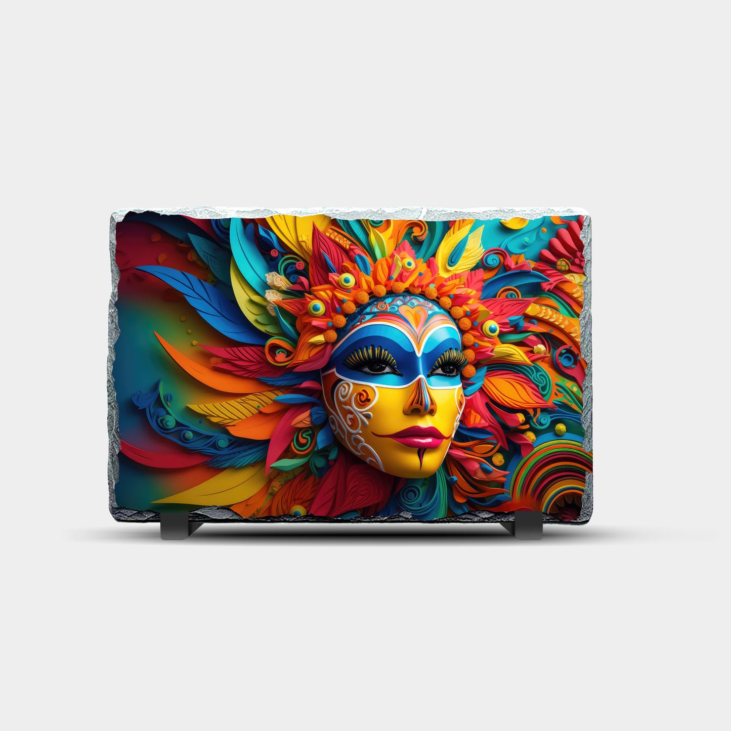 Carnival Mask Design Printed Rock Slate