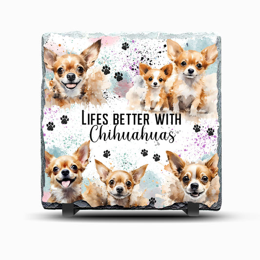 Chihuahua Life is Better with Design Printed Rock Slate