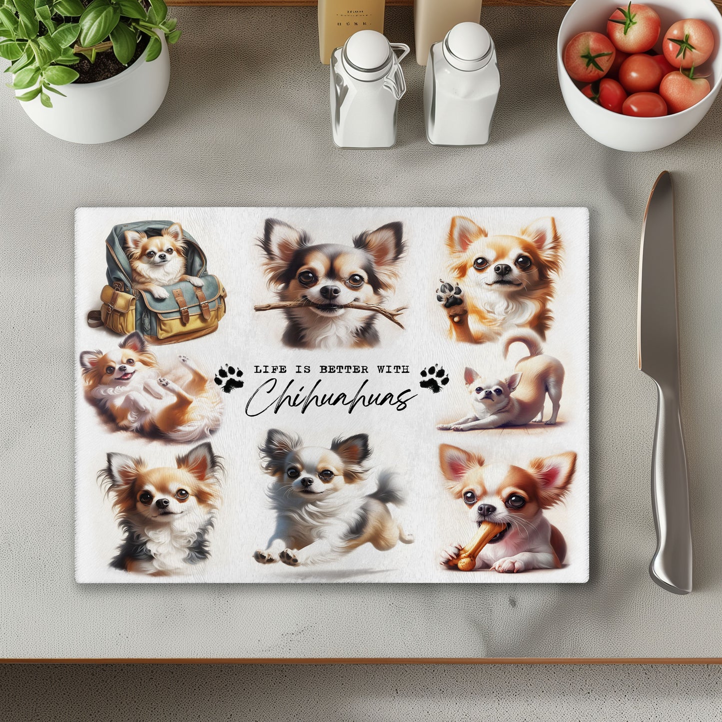 Chihuahua Dog Life is Better with Chopping Cutting Board or Coaster