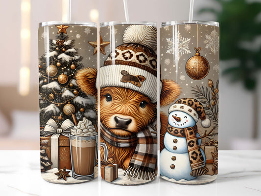 Christmas Highland Cow 20oz Tumbler