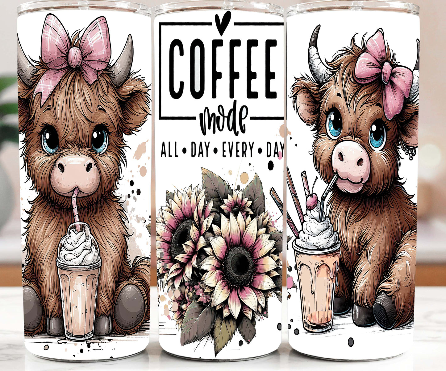 Coffee Mode Highland Cows 20oz Tumbler