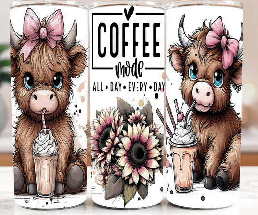 Coffee Mode Highland Cows 20oz Tumbler