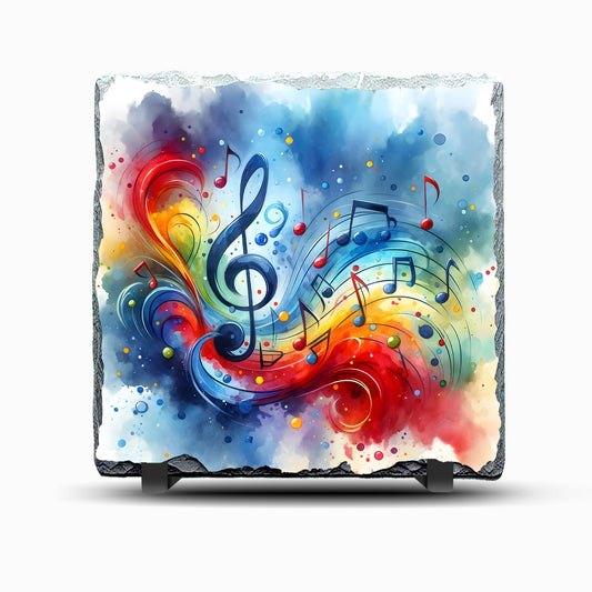 Music Note Colourful Design Printed Rock Slate