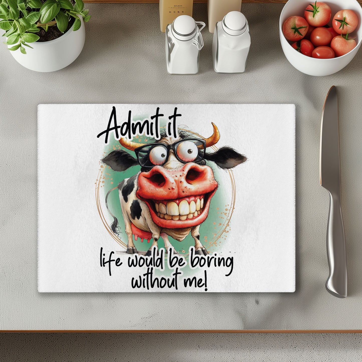 Cow Admit It Chopping Cutting Board or Coaster