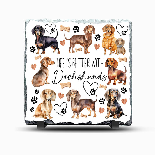 Dachshund Life is Better with Design Printed Rock Slate