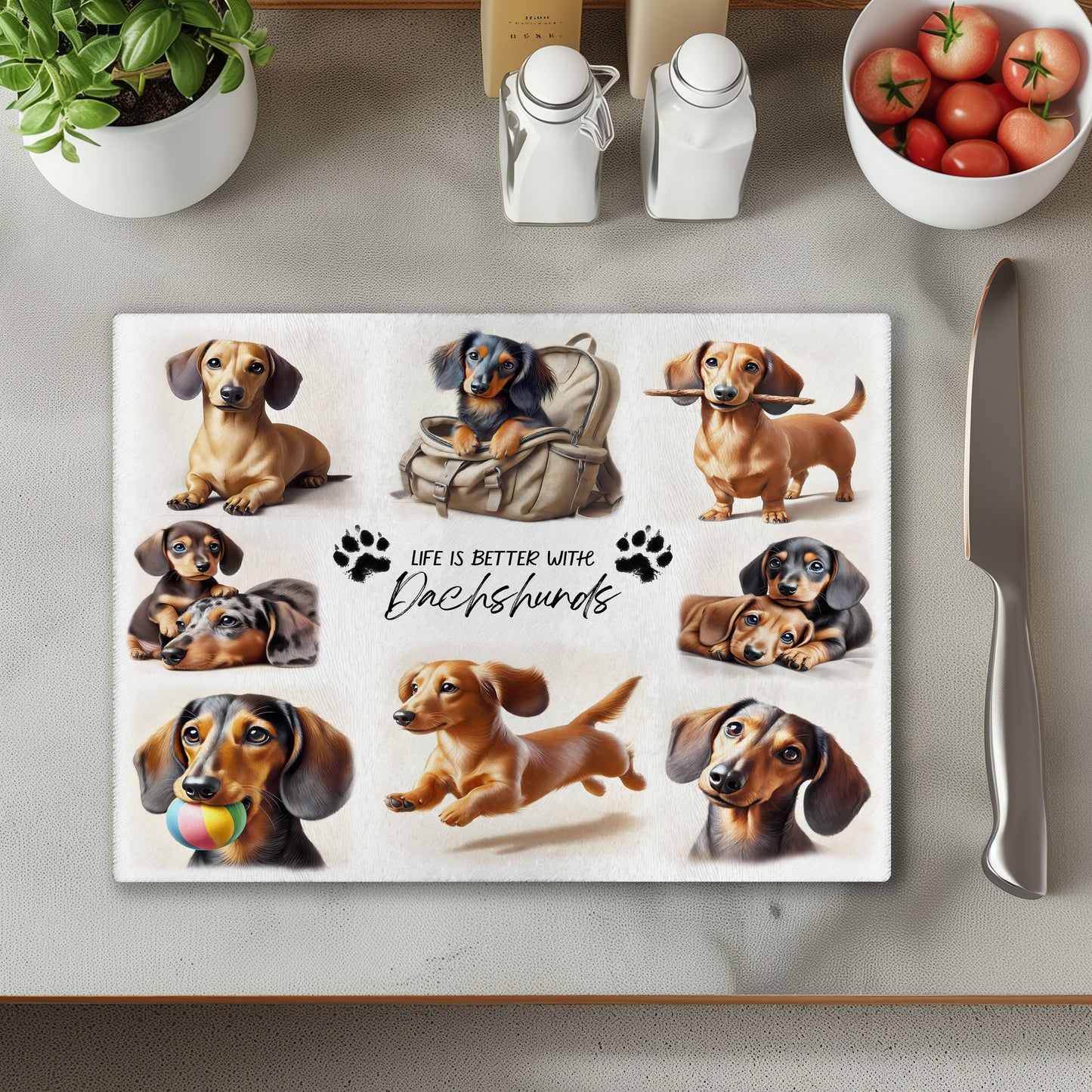 Dachshund 1 Dog Life is Better with Chopping Cutting Board or Coaster