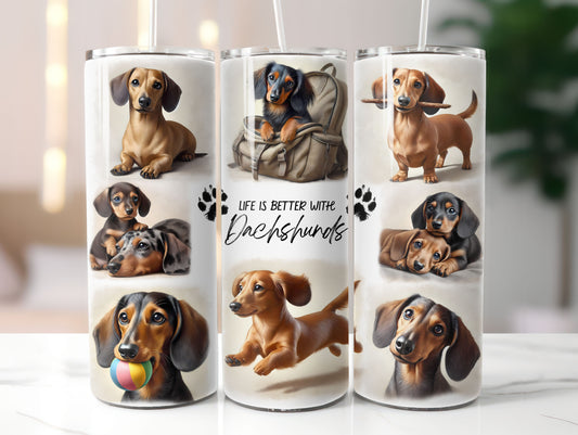 Dachshund 3 Dog Life is Better with 20oz Tumbler