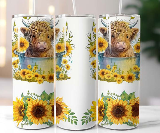 Highland Cow Sunflowers 20oz Tumbler