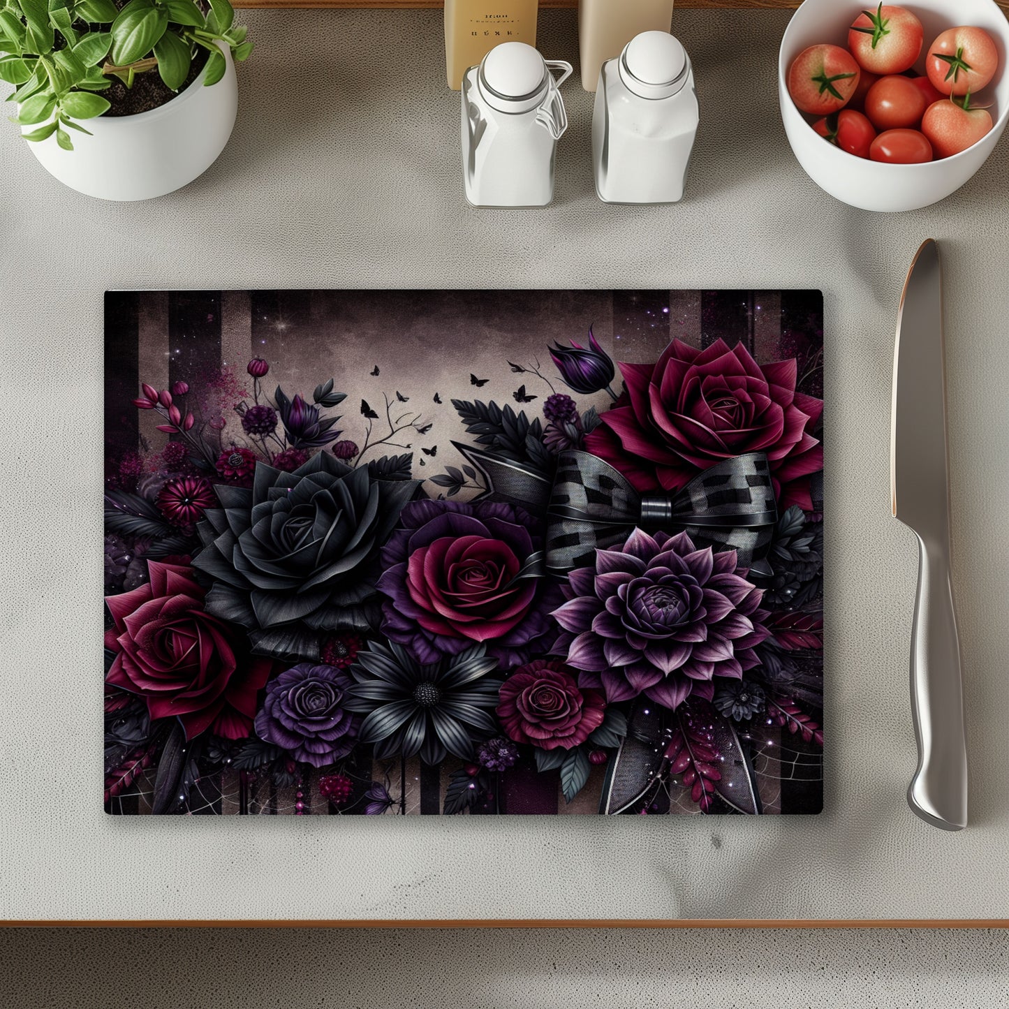 Dark Roses Chopping Cutting Board