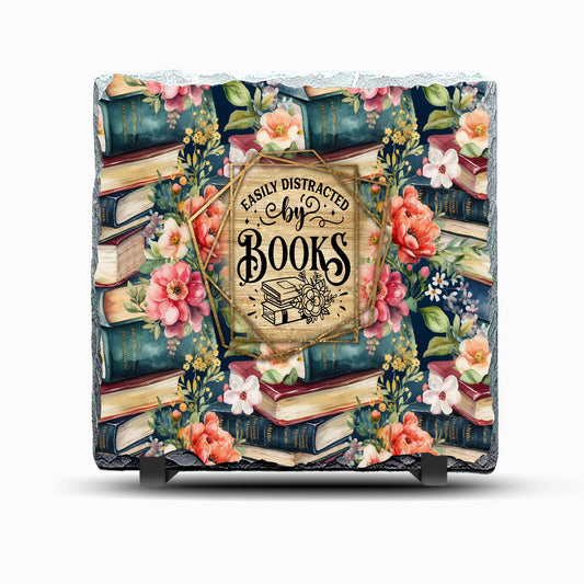 Distracted by Books Design Printed Rock Slate