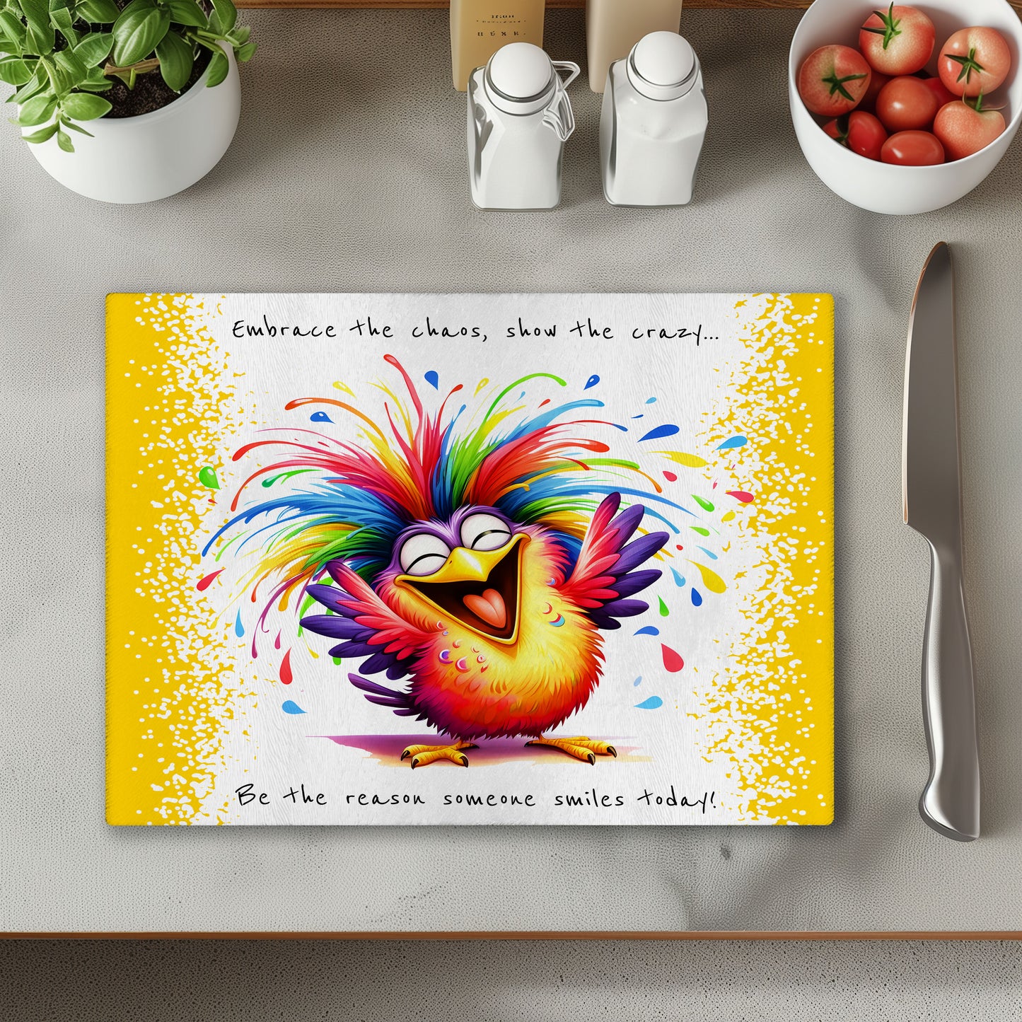 Embrace The Chaos Chopping Cutting Board or Coaster