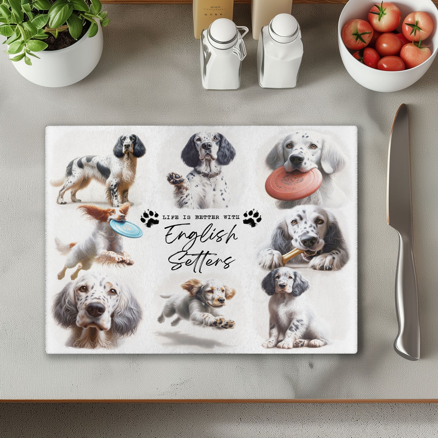 English Setter Dog Life is Better with Chopping Cutting Board or Coaster