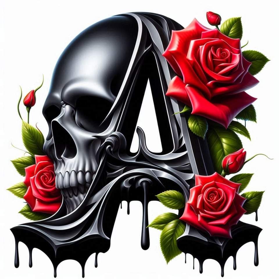 Skull and Roses Initial 20oz Tumbler