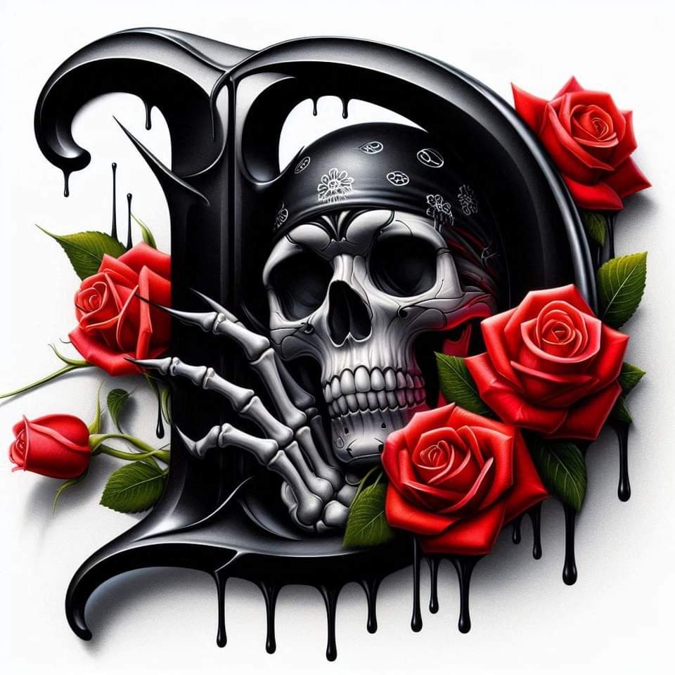 Skull and Roses Initial 20oz Tumbler