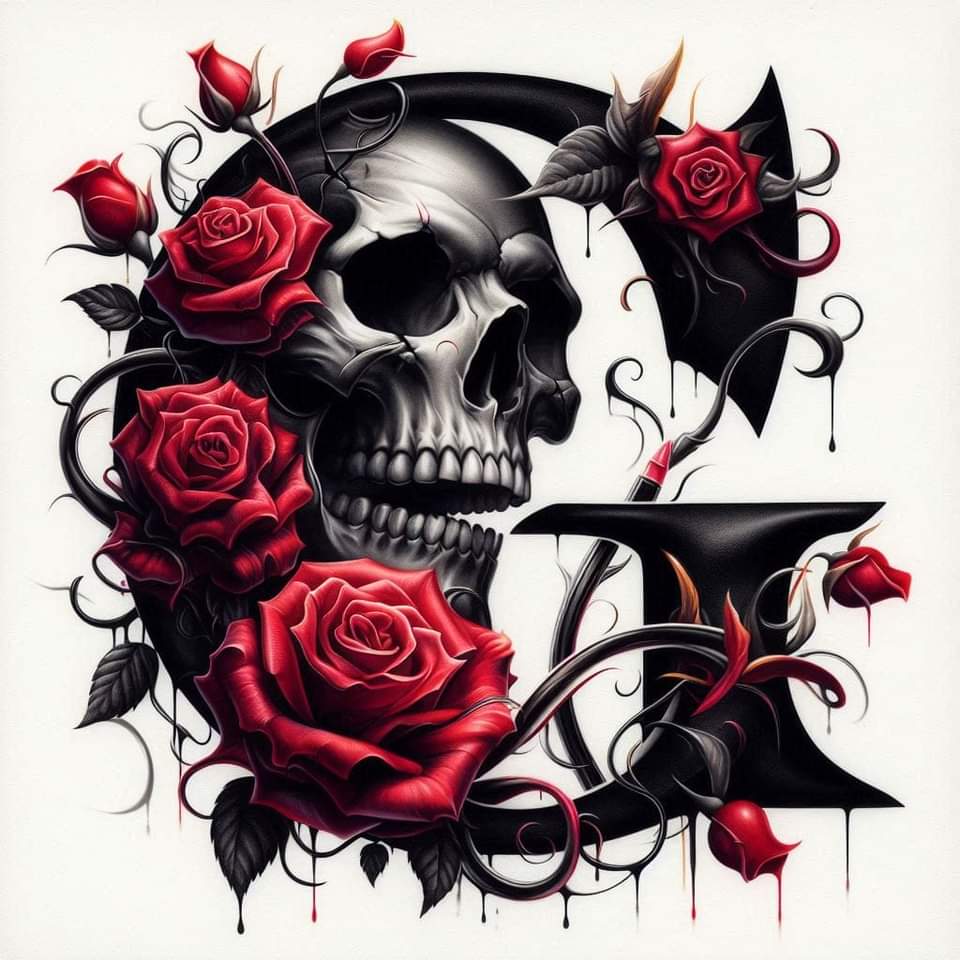 Skull and Roses Initial 20oz Tumbler