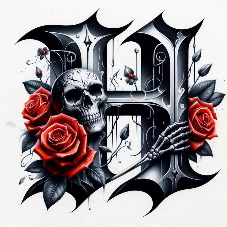 Skull and Roses Initial 20oz Tumbler