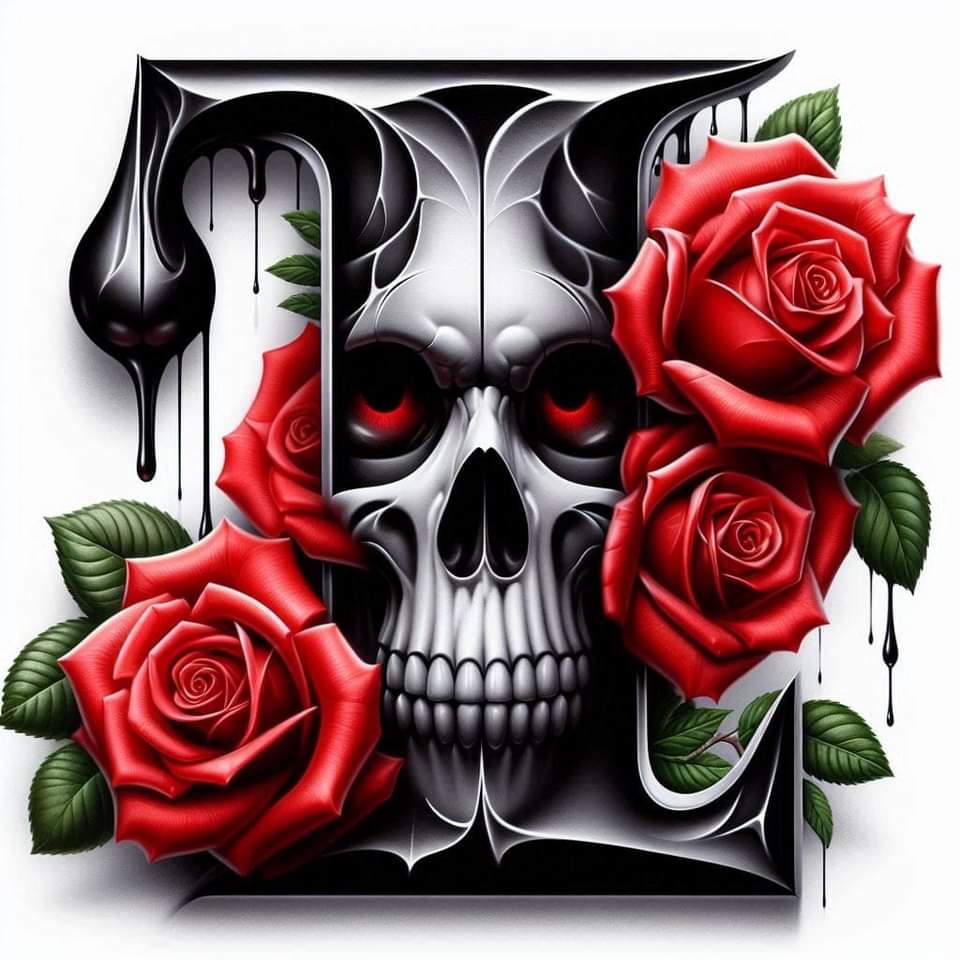 Skull and Roses Initial 20oz Tumbler