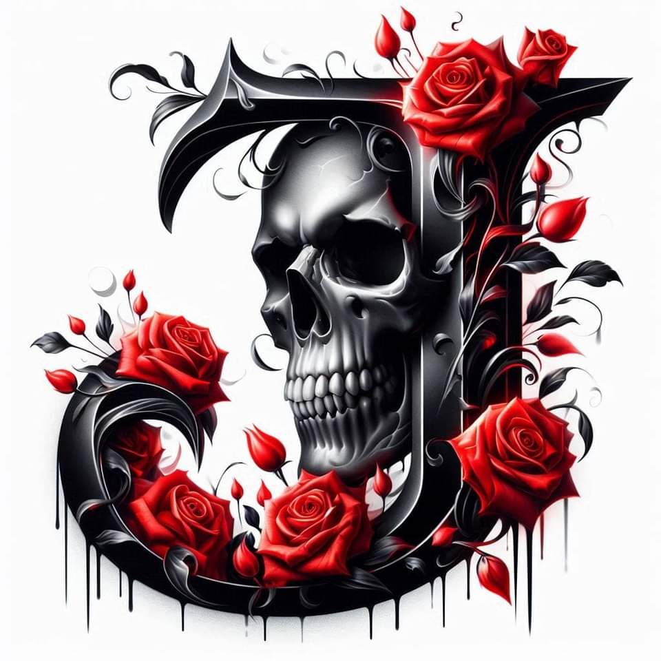 Skull and Roses Initial 20oz Tumbler