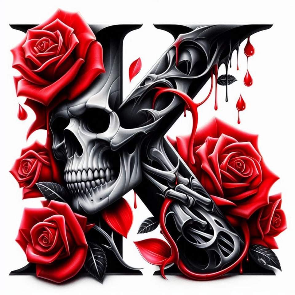 Skull and Roses Initial 20oz Tumbler