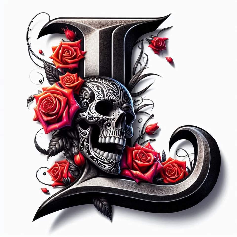 Skull and Roses Initial 20oz Tumbler