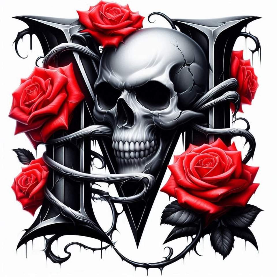 Skull and Roses Initial 20oz Tumbler