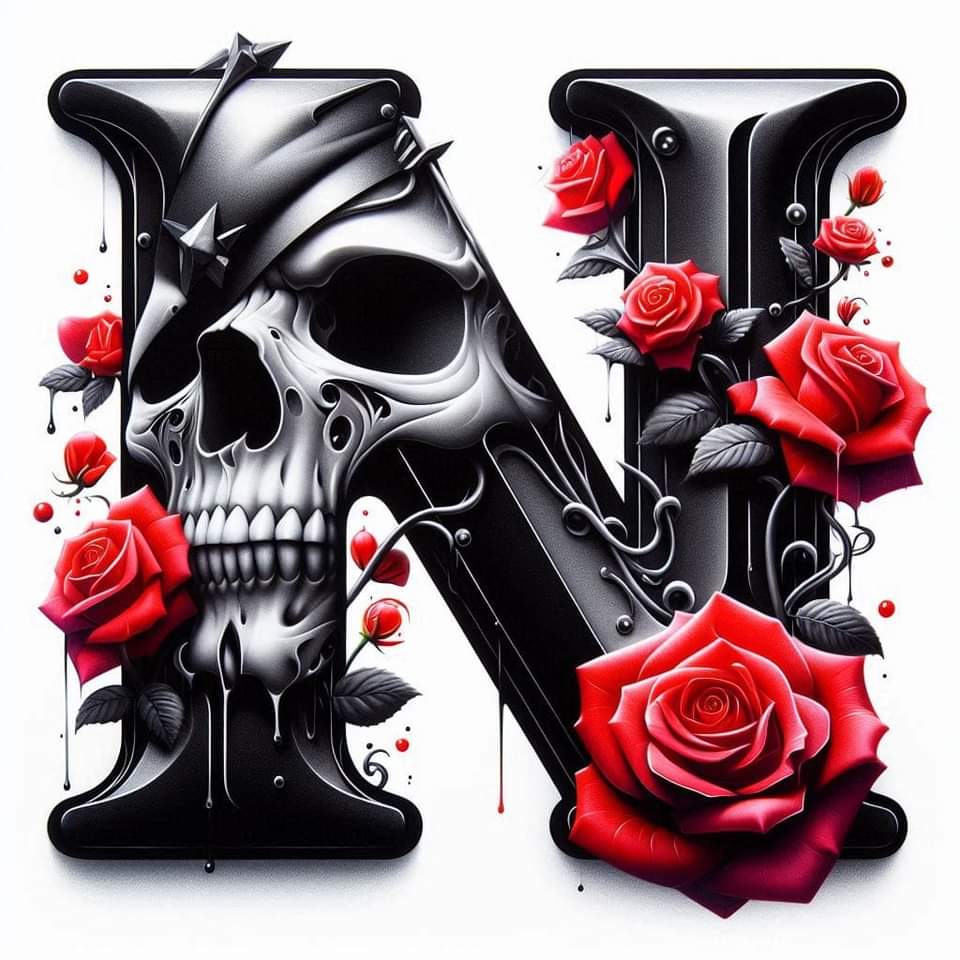 Skull and Roses Initial 20oz Tumbler
